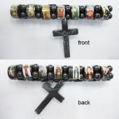 Magnetic Hematite Religious Sealed Icon Bracelet with Crucifix 7.8inch